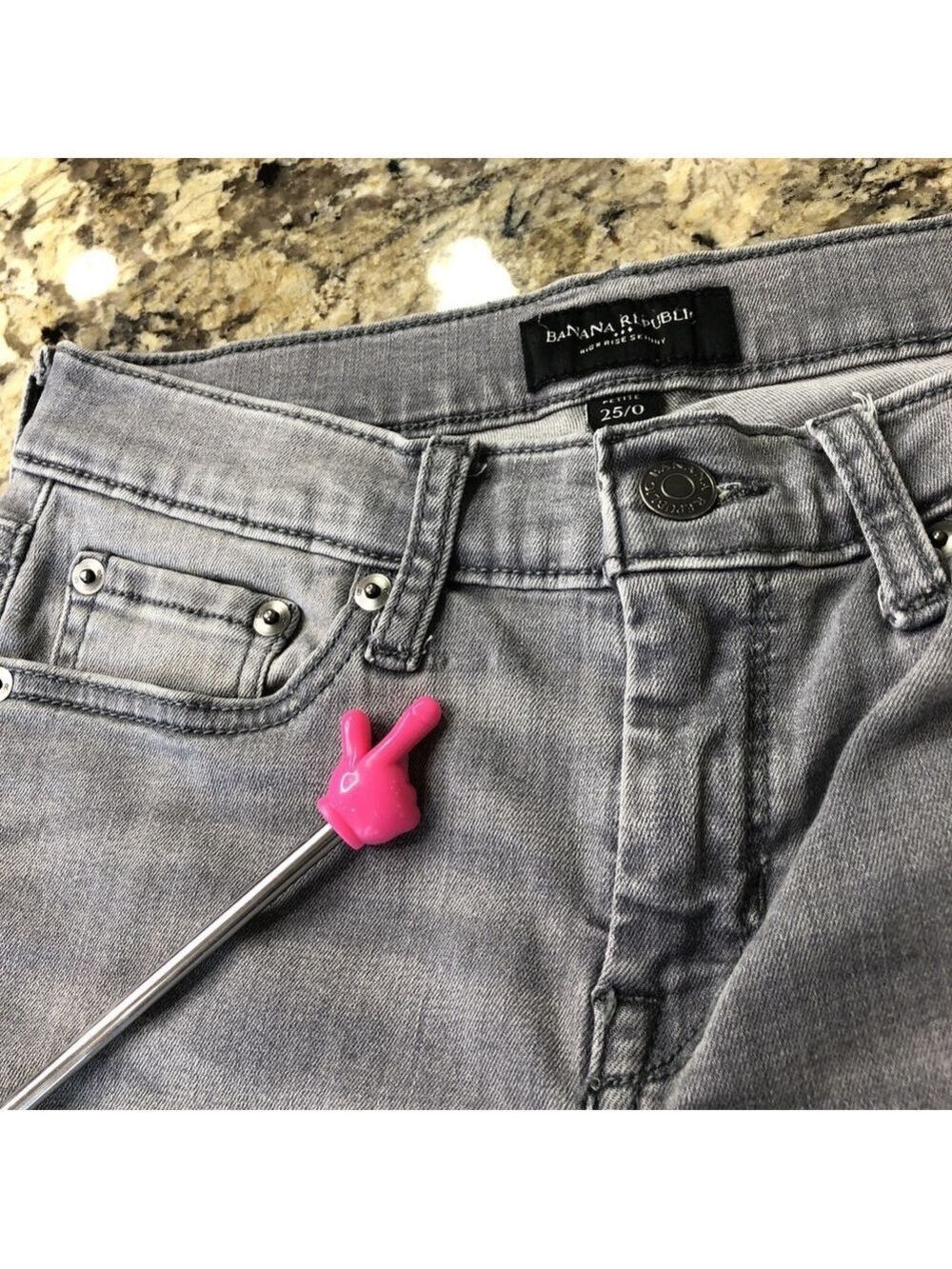 Size 25/0 Banana Republic High Rise Skinny Women Stretchy Jeans Distressed PK - Picture 12 of 16